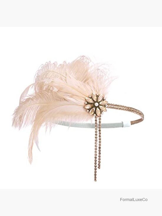 Vintage Flapper Headband with Rhinestone and Feathers for Gatsby Party Costume
